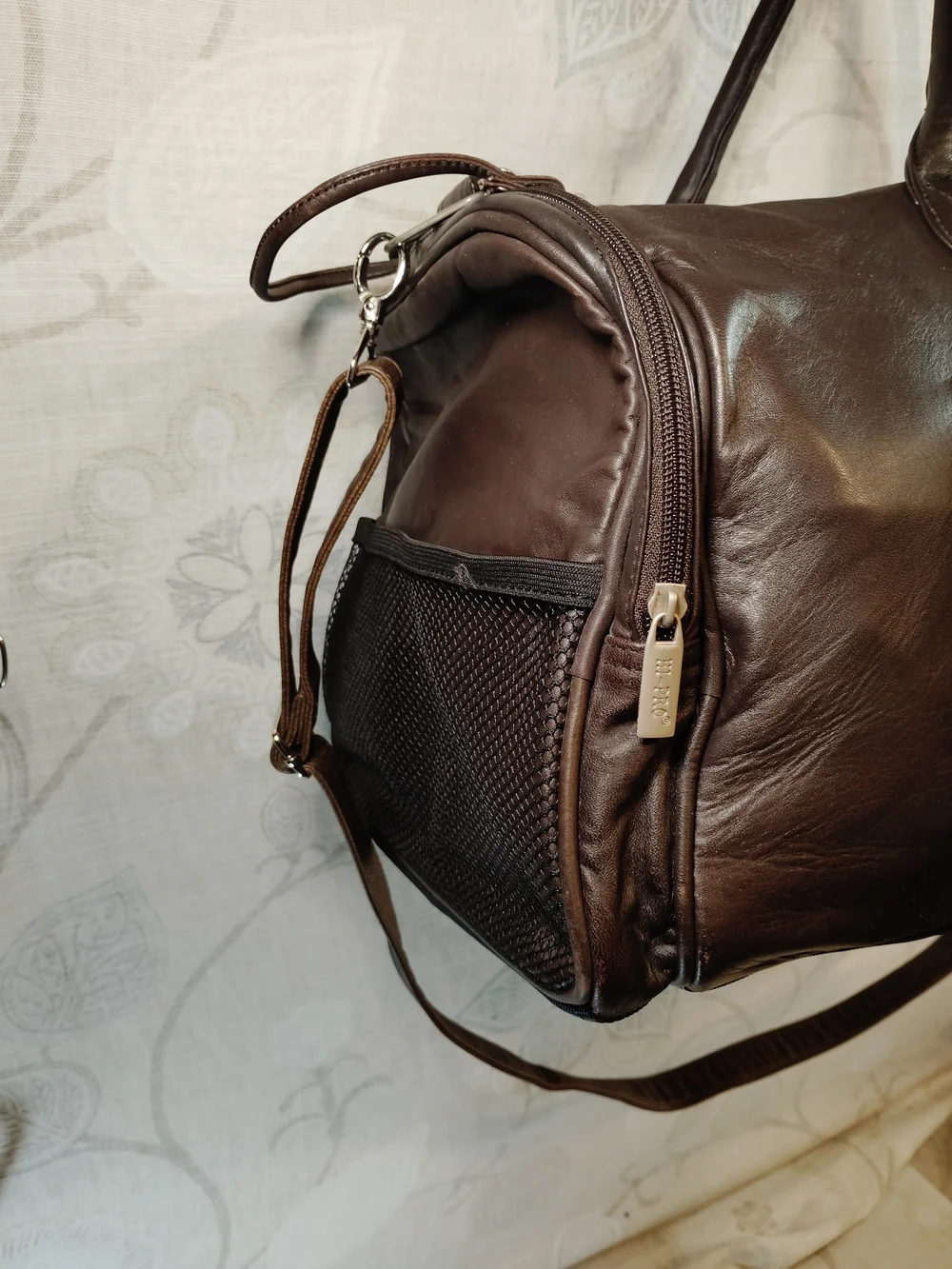 Hi Pro Faux Leather Duffel Bag in Dark Brown - Spacious Travel Carryall